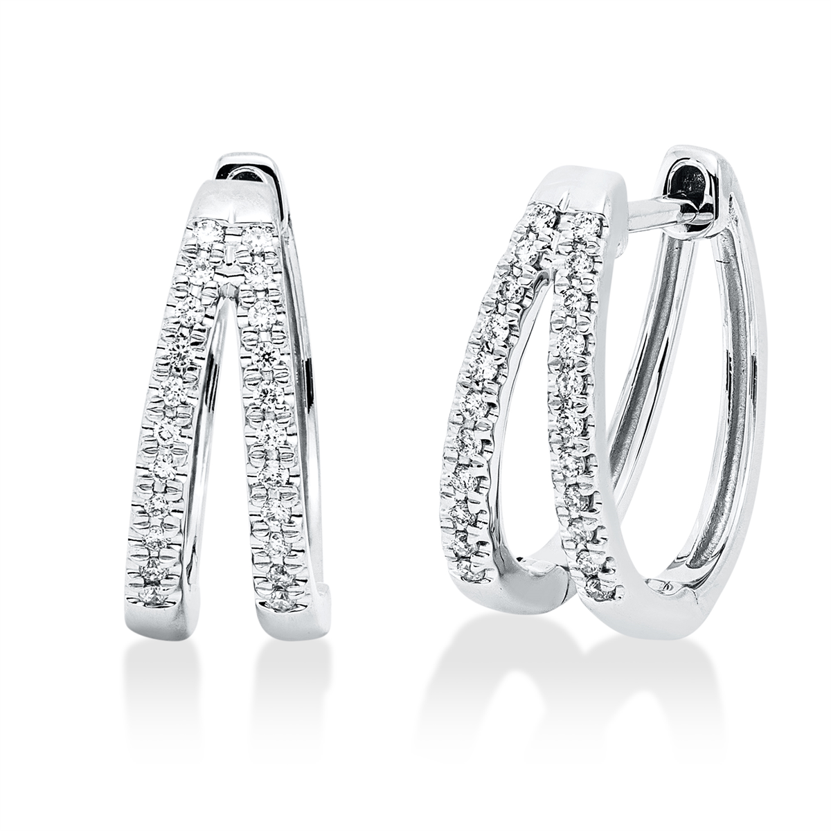diamond full cut  modern woman hoops & huggies in white gold