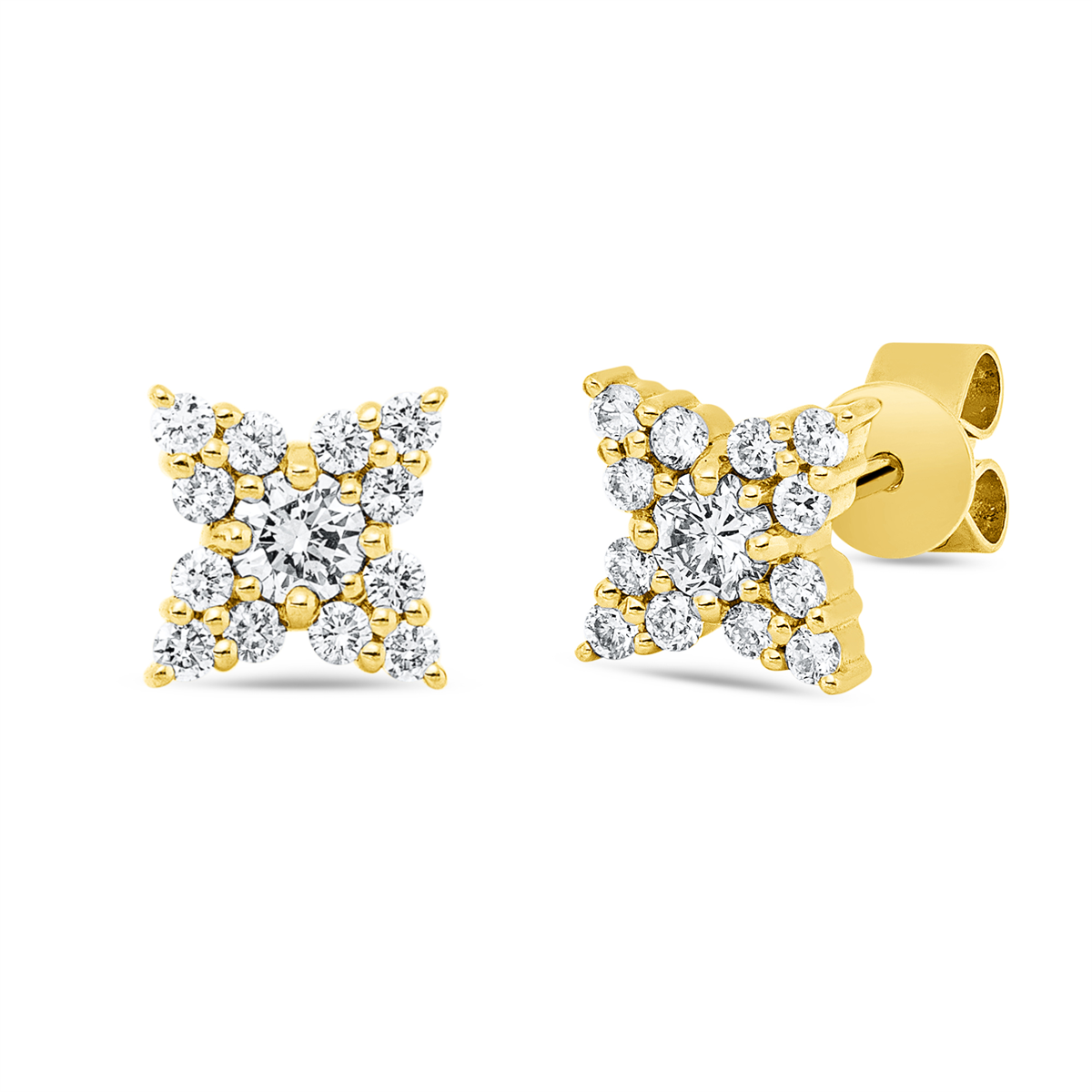 diamond full cut  modern woman studs in yellow gold