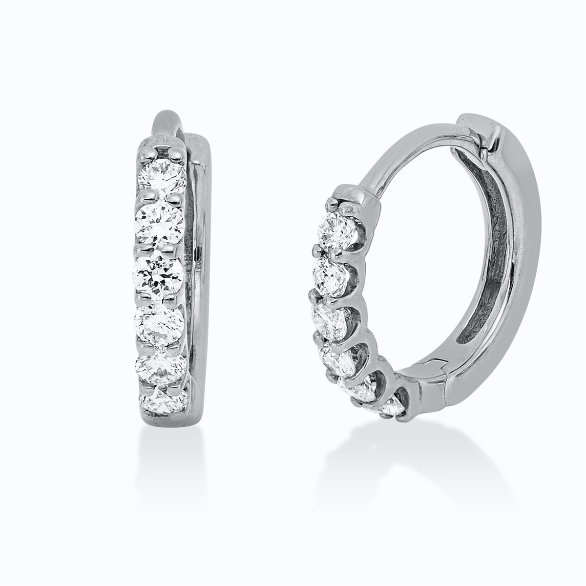 diamond full cut  modern woman hoops & huggies in white gold