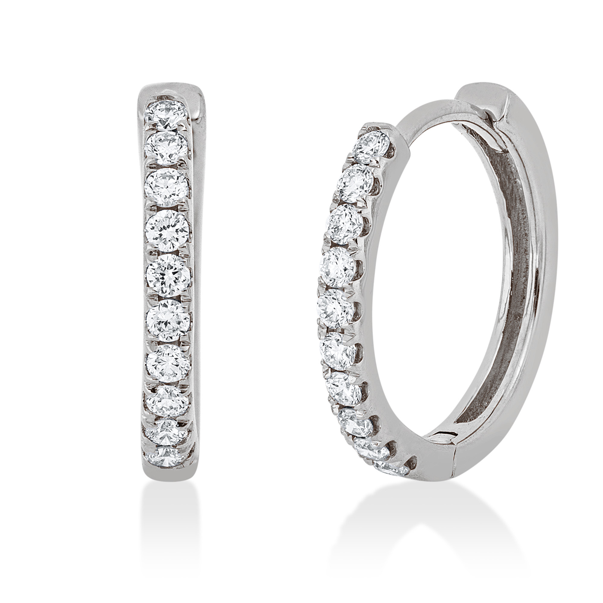 diamond full cut  modern woman hoops & huggies in white gold