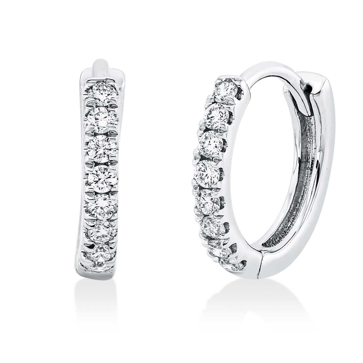 diamond full cut  modern woman hoops & huggies in white gold