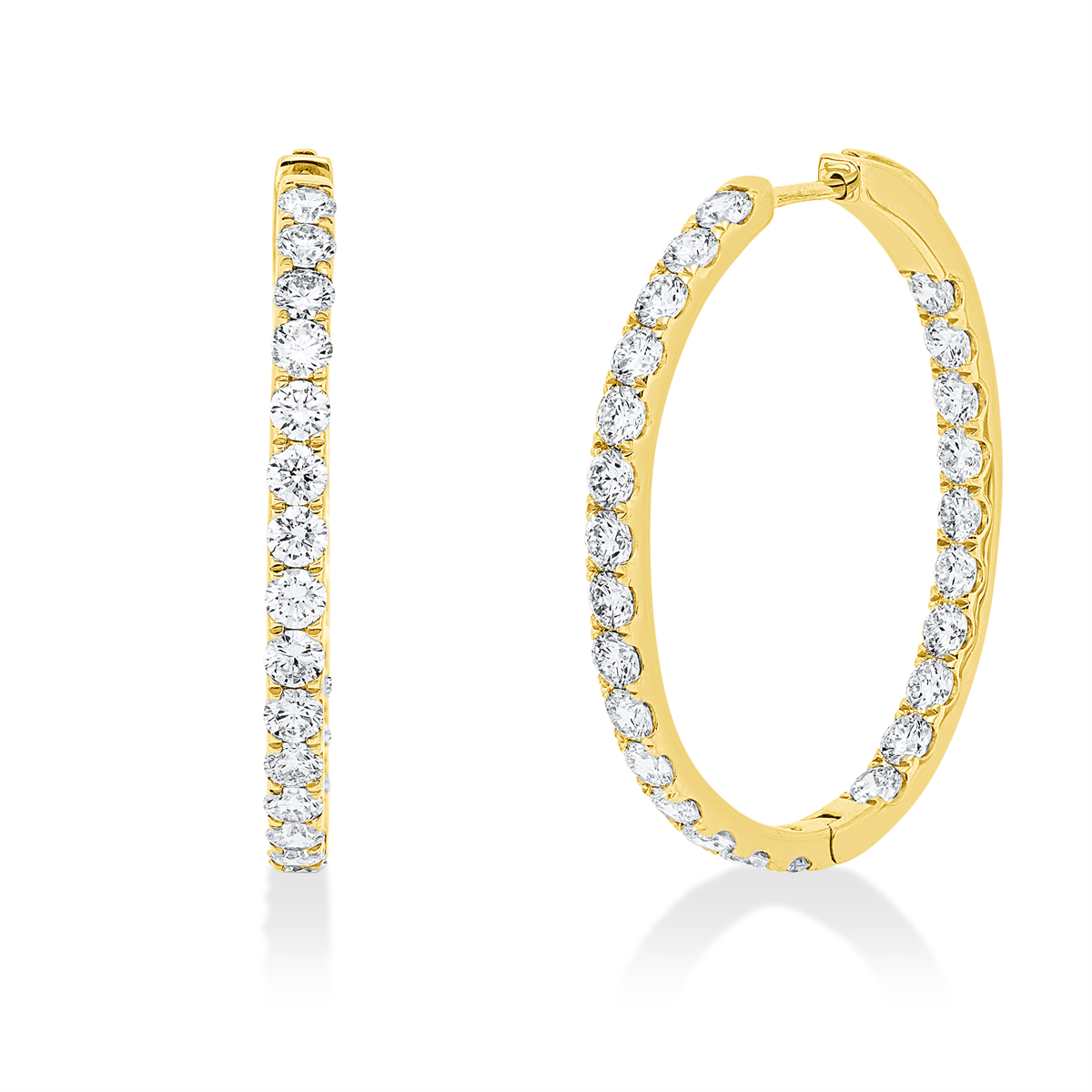 diamond full cut  exclusive hoops & huggies in yellow gold