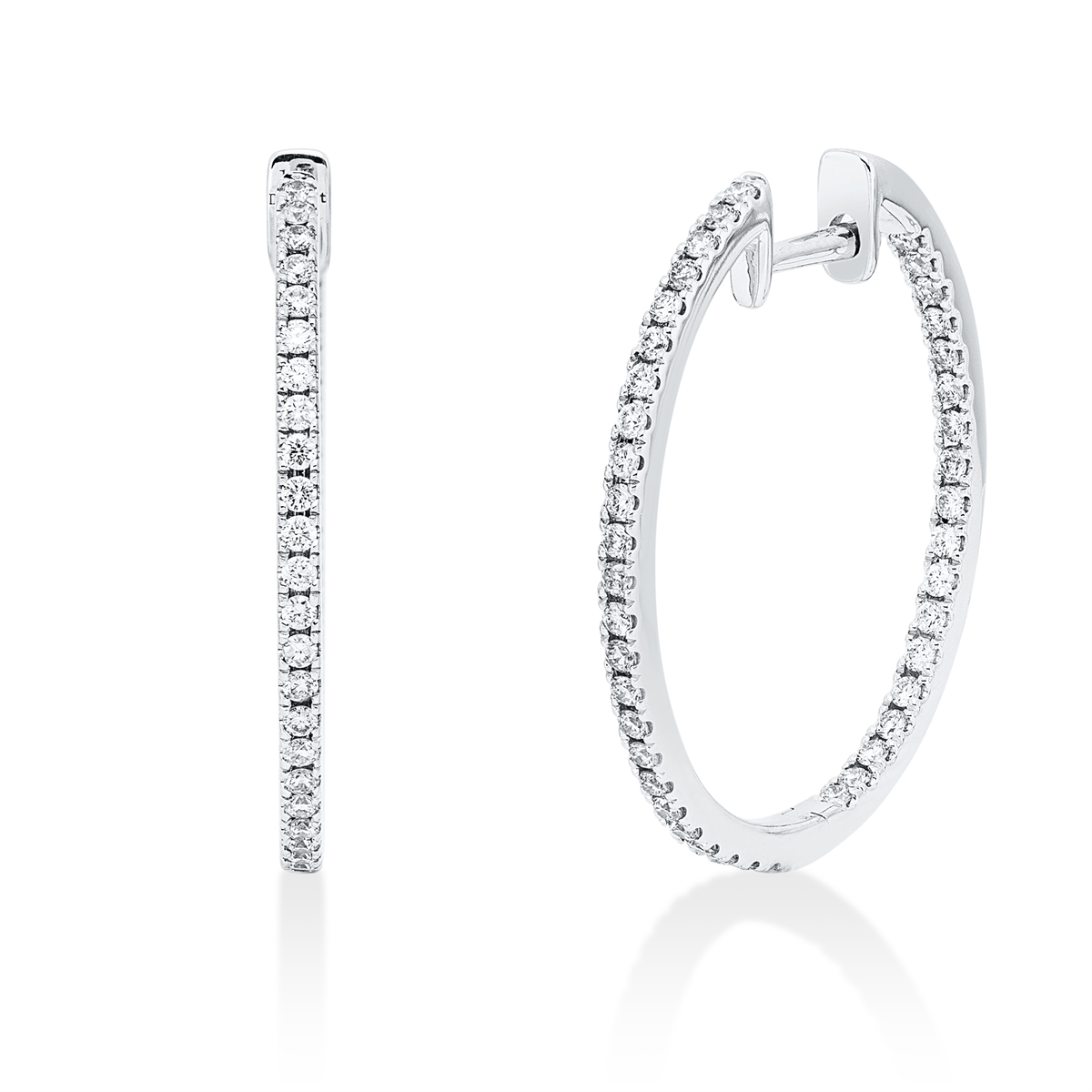 diamond full cut  modern woman hoops & huggies in white gold