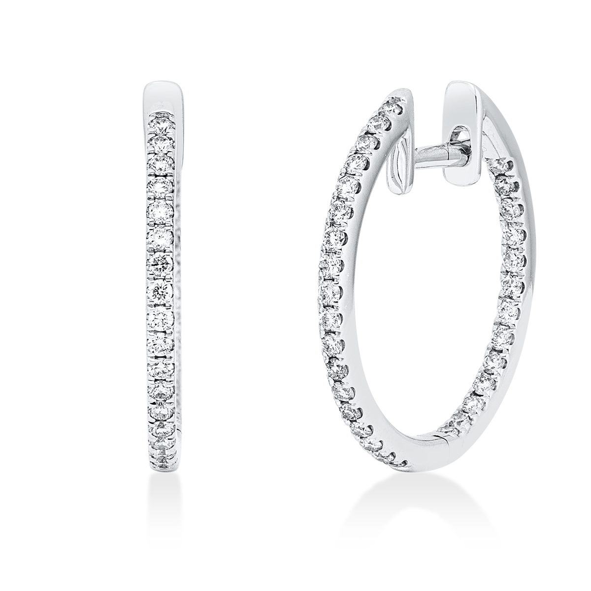 diamond full cut  modern woman hoops & huggies in white gold