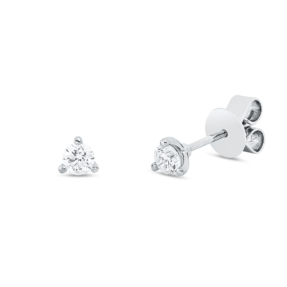 diamond full cut  solitaire studs in white gold