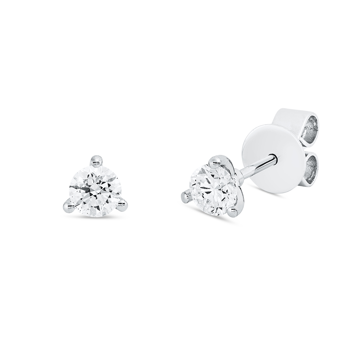 diamond full cut  solitaire studs in white gold