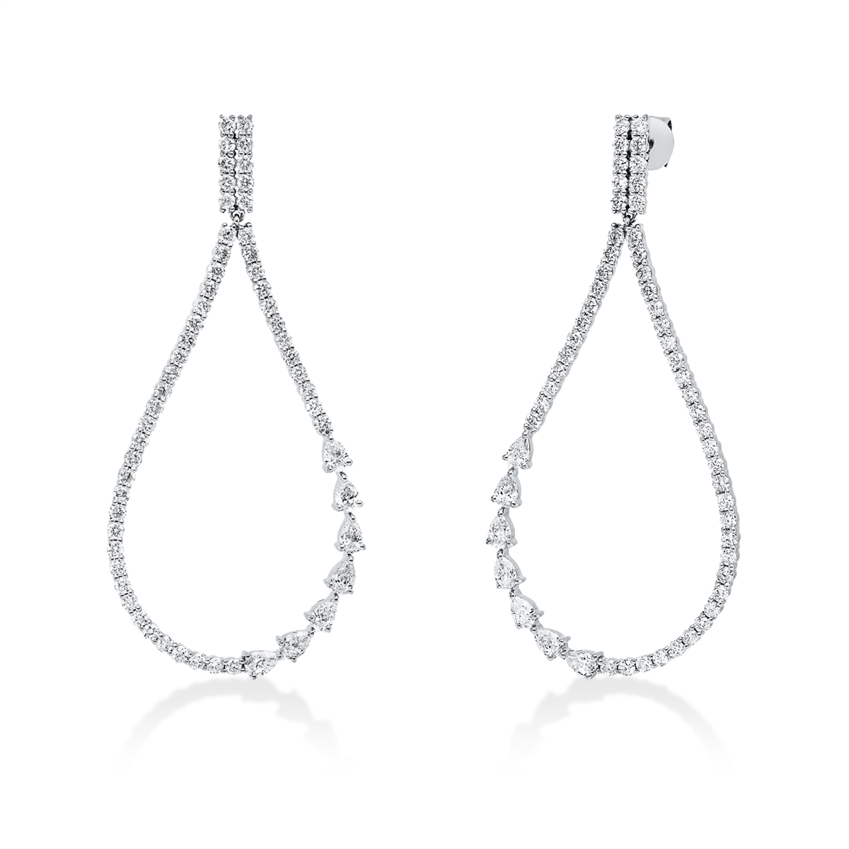 diamond full cut  multi-stone earrings in white gold