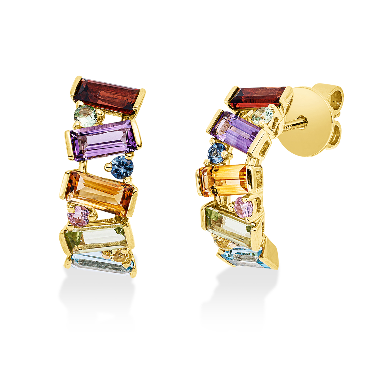 gekleurde stenen mode studs - 2W473