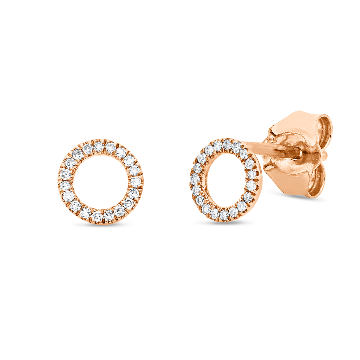 diamond single cut  modern woman studs in red gold
