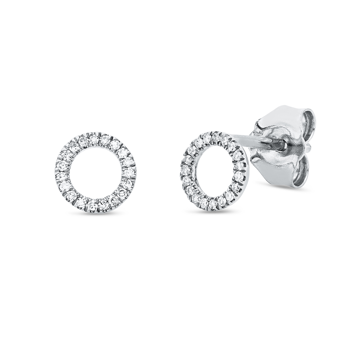 diamond single cut  modern woman studs in white gold