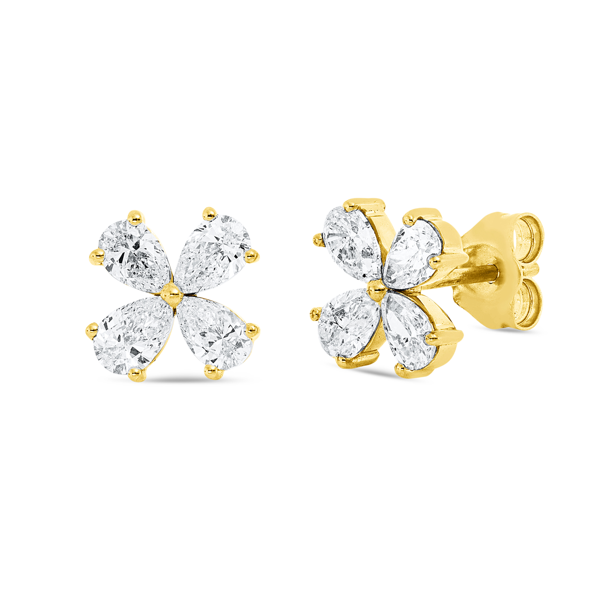 pear shape  modern woman studs in yellow gold