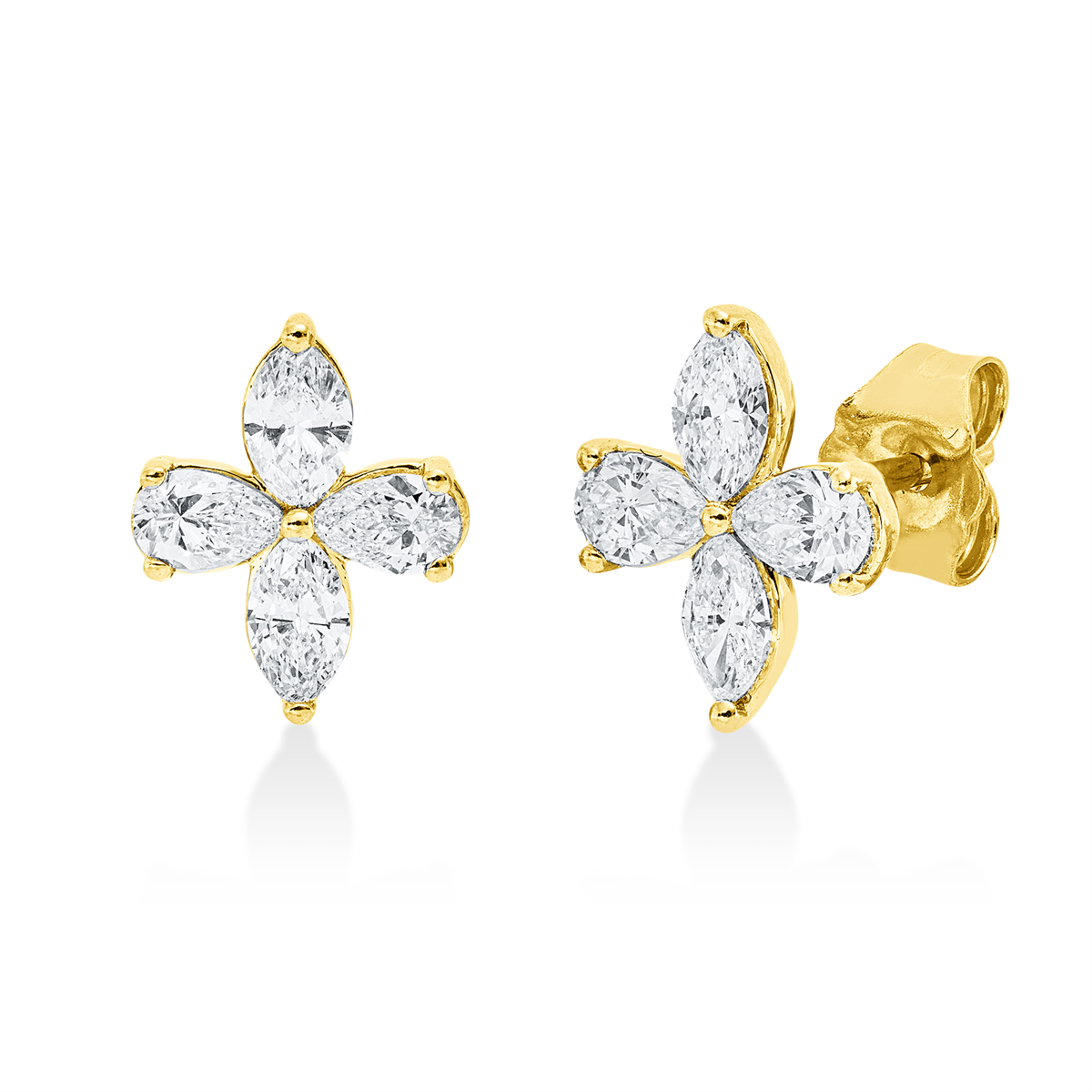 marquise  modern woman studs in yellow gold