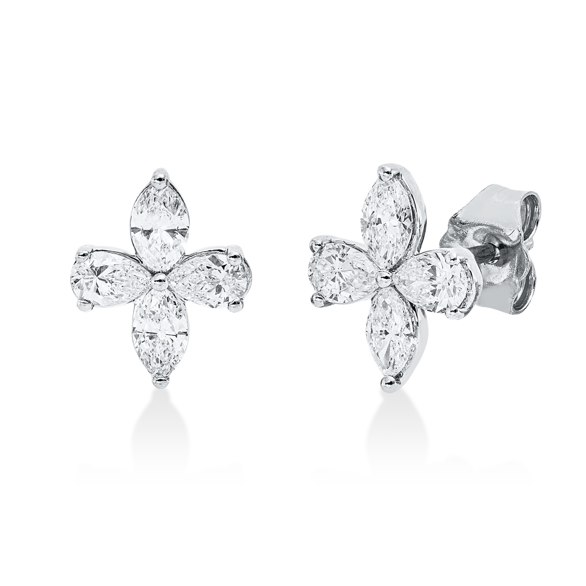 pear shape  modern woman studs in white gold