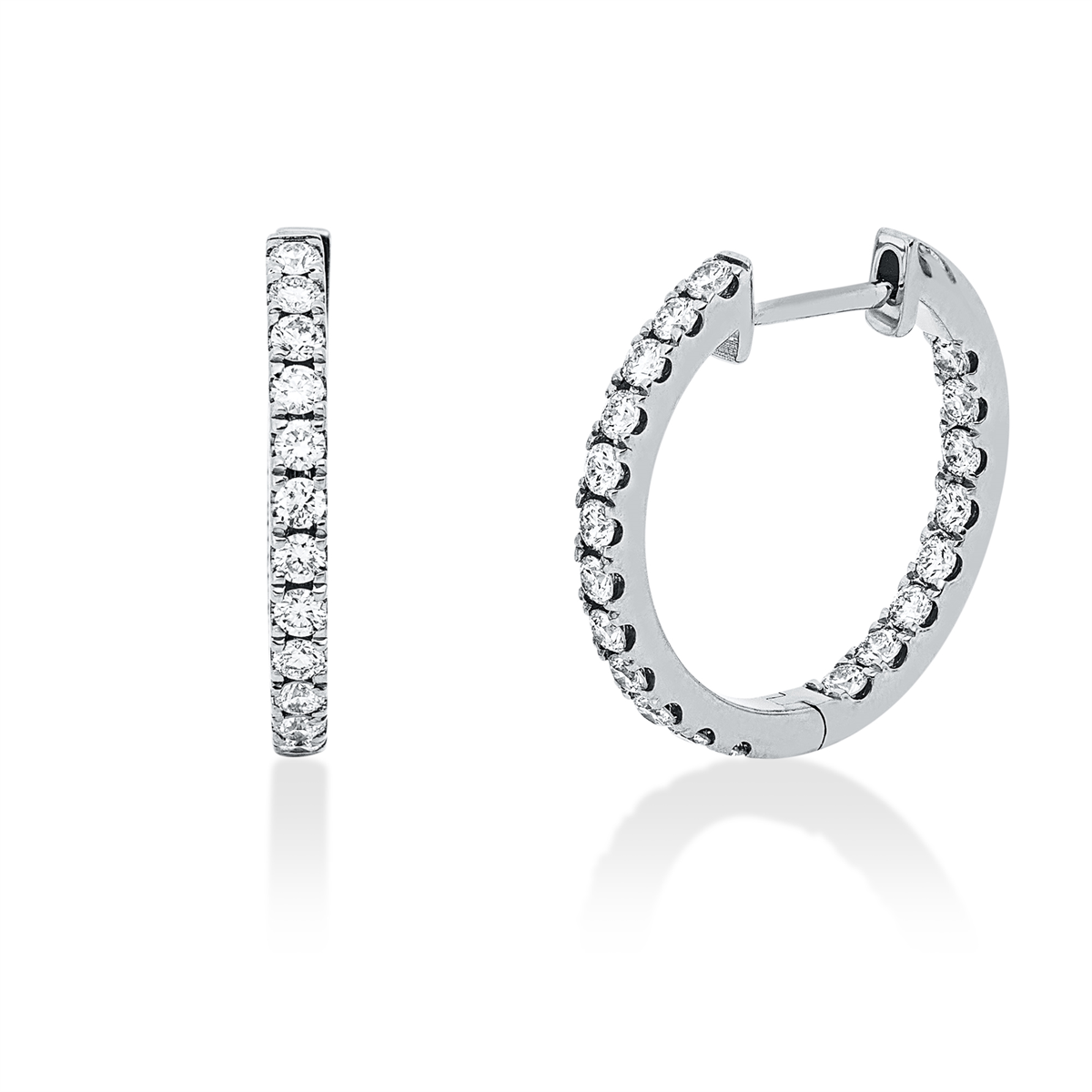 diamond full cut  modern woman hoops & huggies in white gold