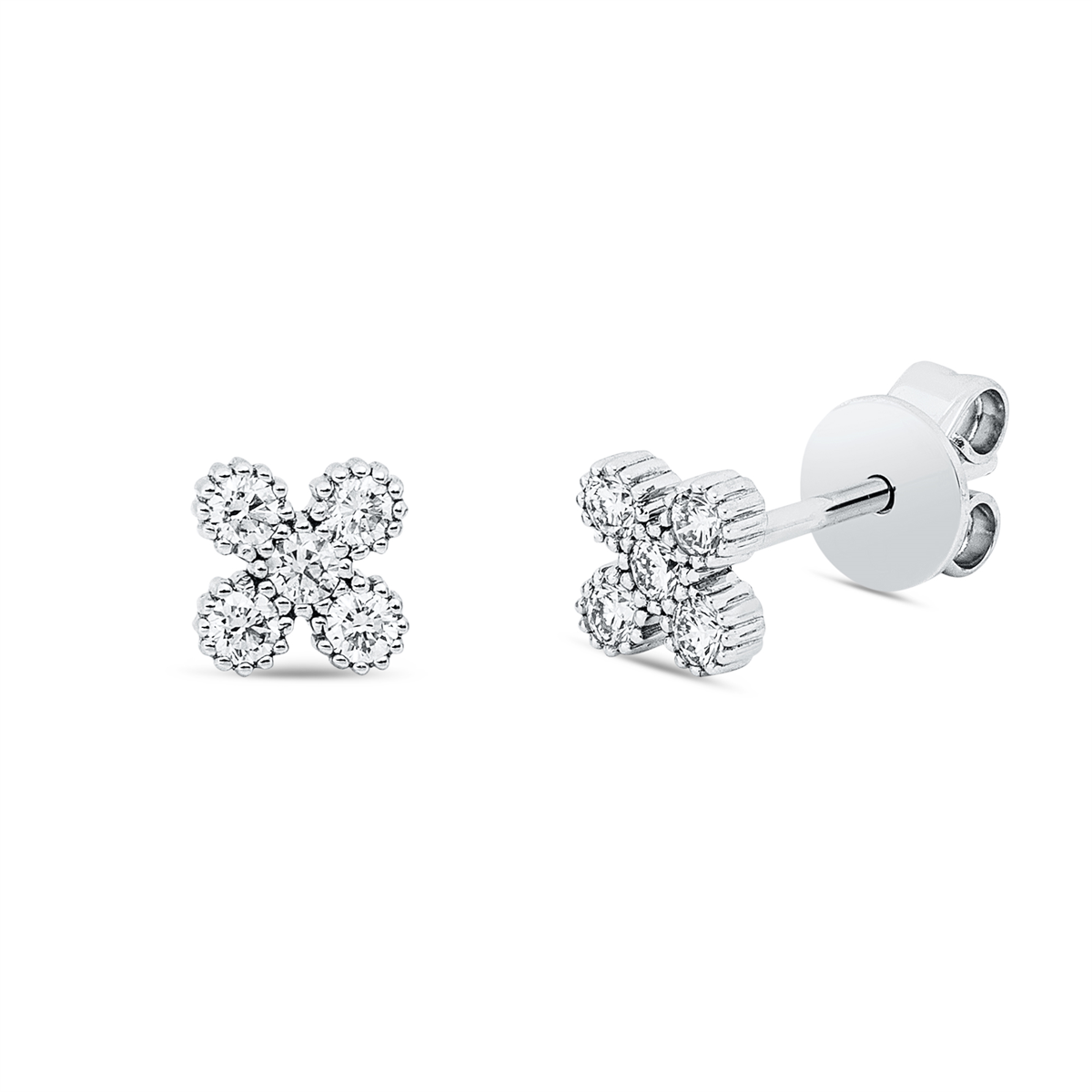 diamond full cut  modern woman studs in white gold