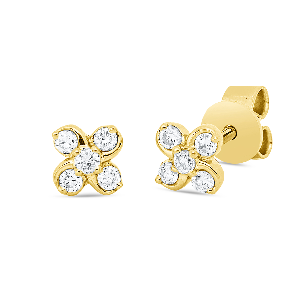 diamond full cut  modern woman studs in yellow gold
