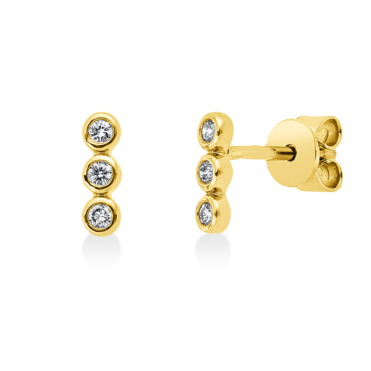 diamond full cut  modern woman studs in yellow gold