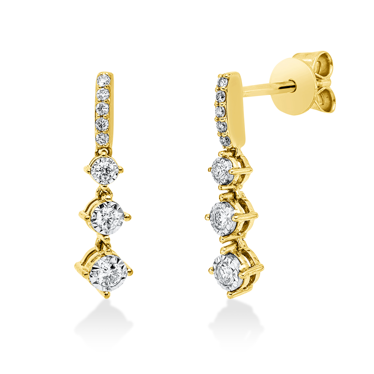 diamond full cut  multi-stone earrings in yellow gold / white gold