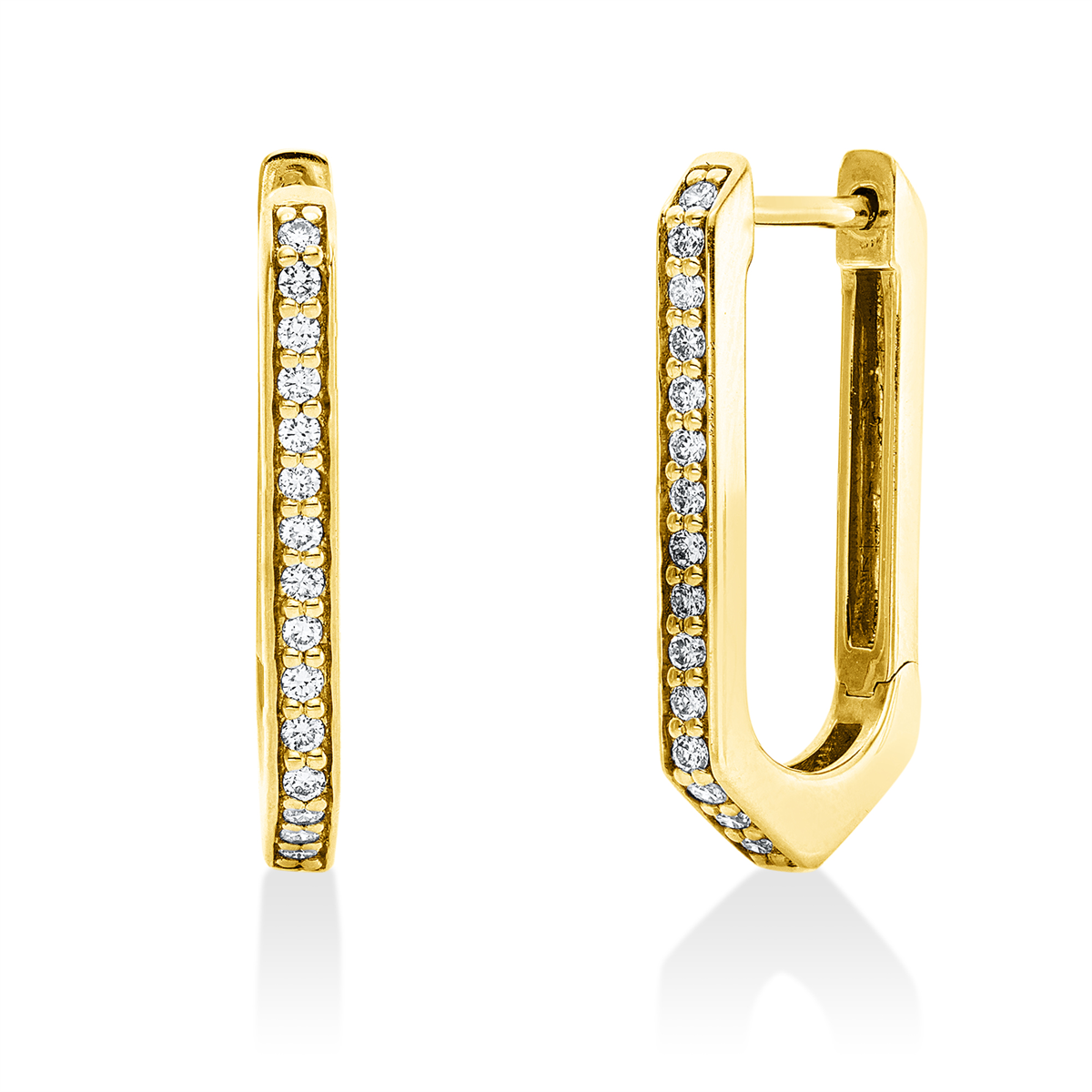 diamond full cut  modern woman hoops & huggies in yellow gold