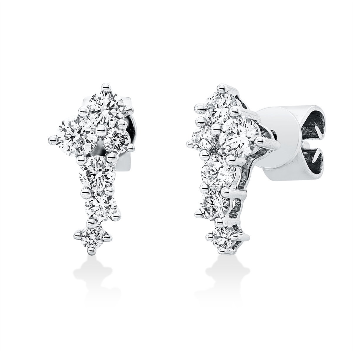 diamond full cut  modern woman studs in white gold