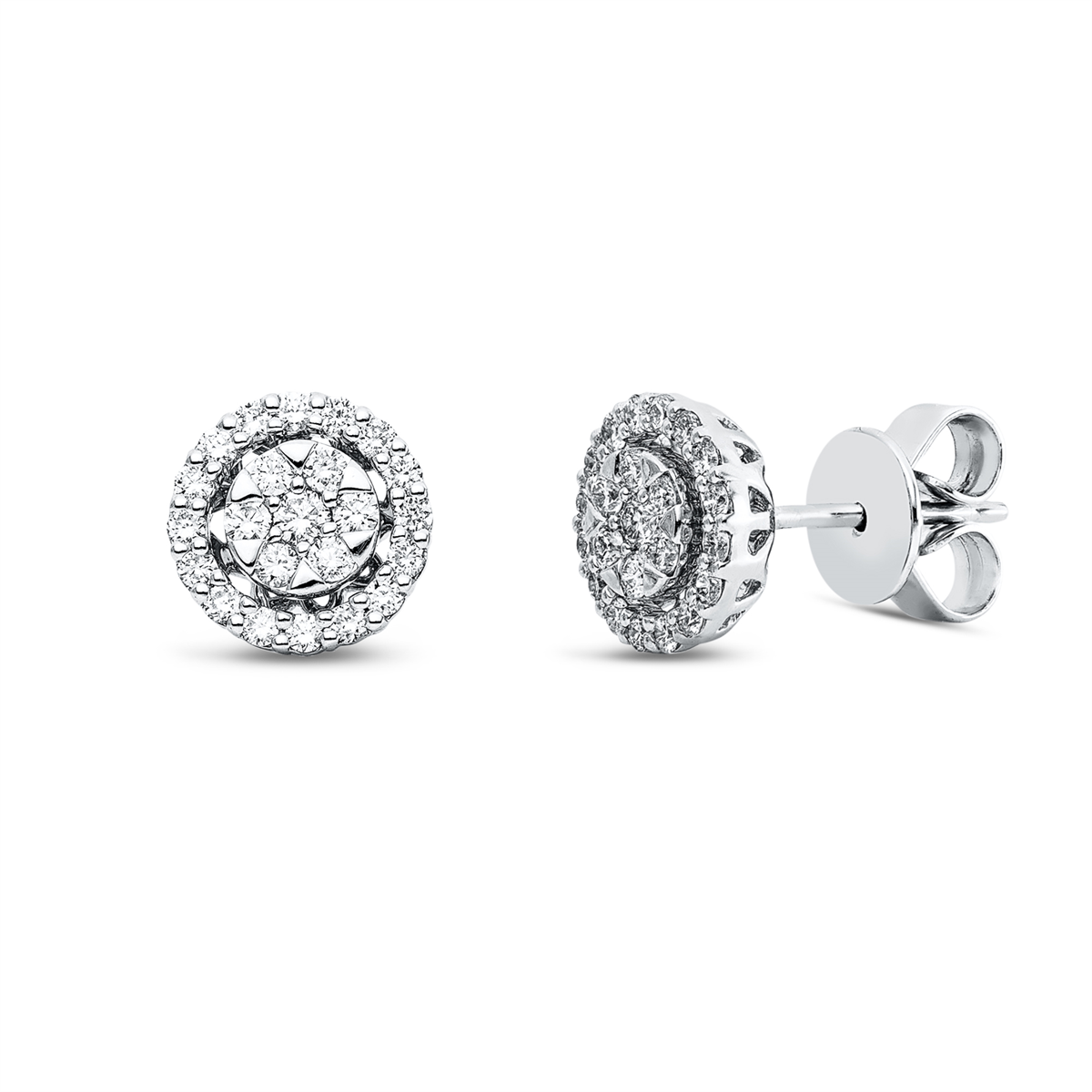 diamond full cut  illusion classic studs in white gold