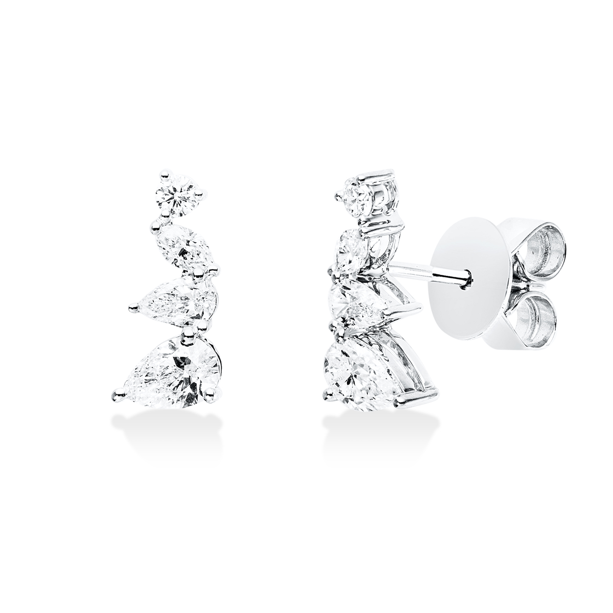 fantasy-cut  modern woman studs in white gold