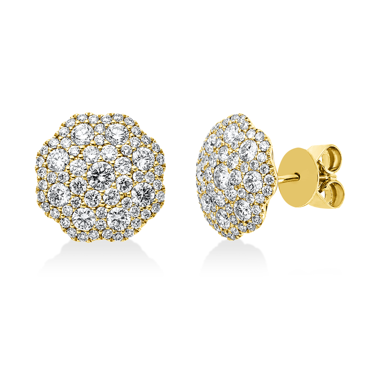 diamond full cut  illusion classic studs in yellow gold