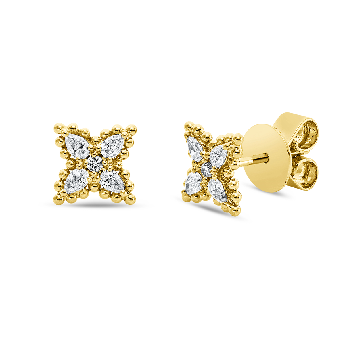 fantasy-cut  modern woman studs in yellow gold