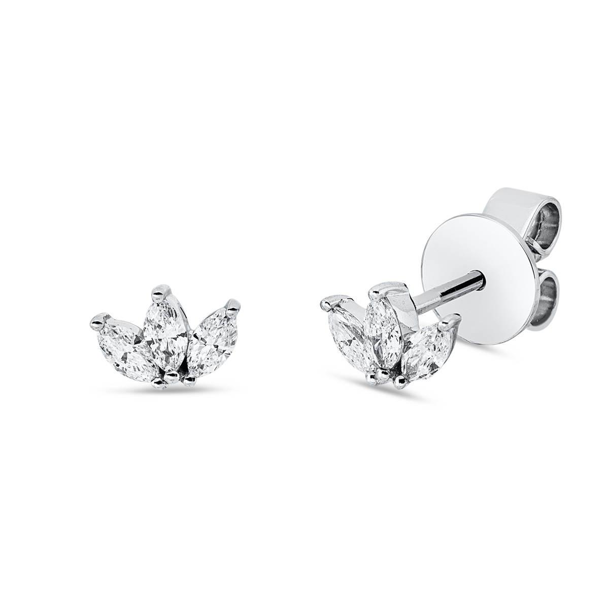 marquise  modern woman studs in white gold