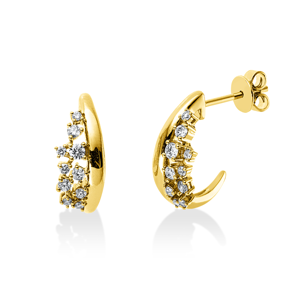 diamond full cut  modern woman studs in yellow gold