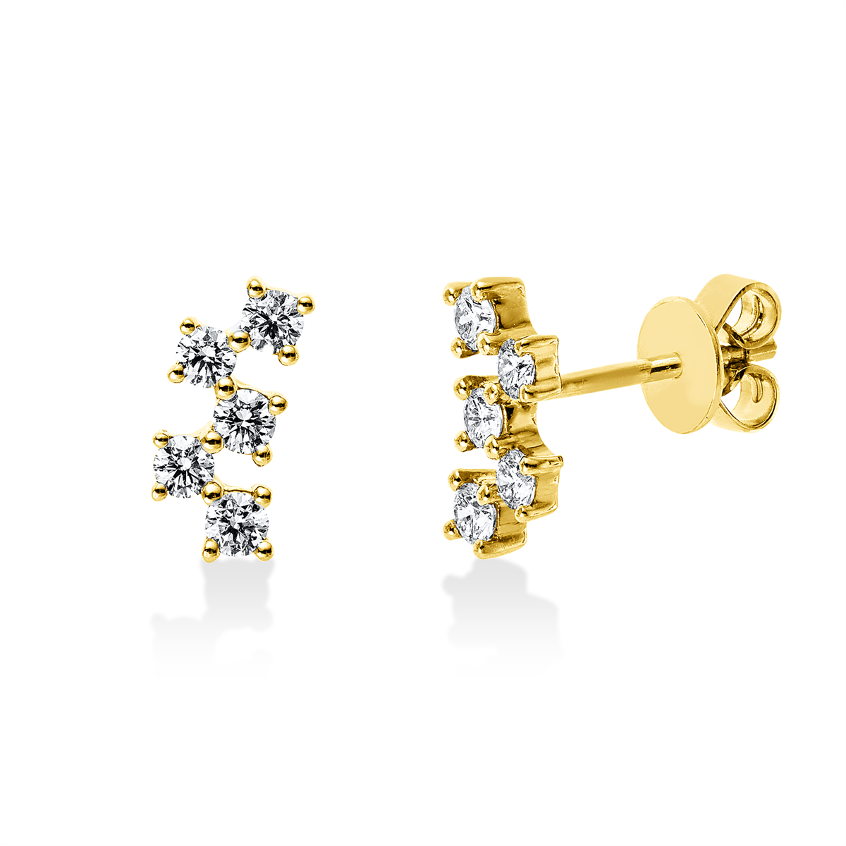 diamond full cut  modern woman studs in yellow gold