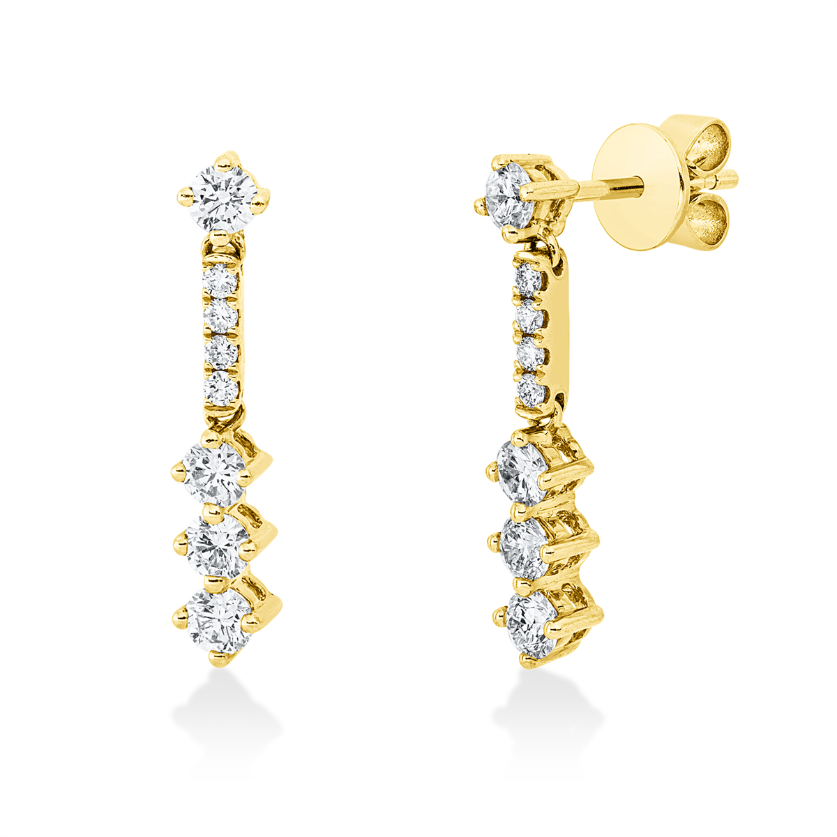 diamond full cut  modern woman studs in yellow gold