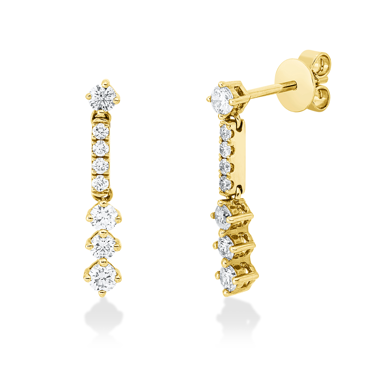 diamond full cut  modern woman studs in yellow gold