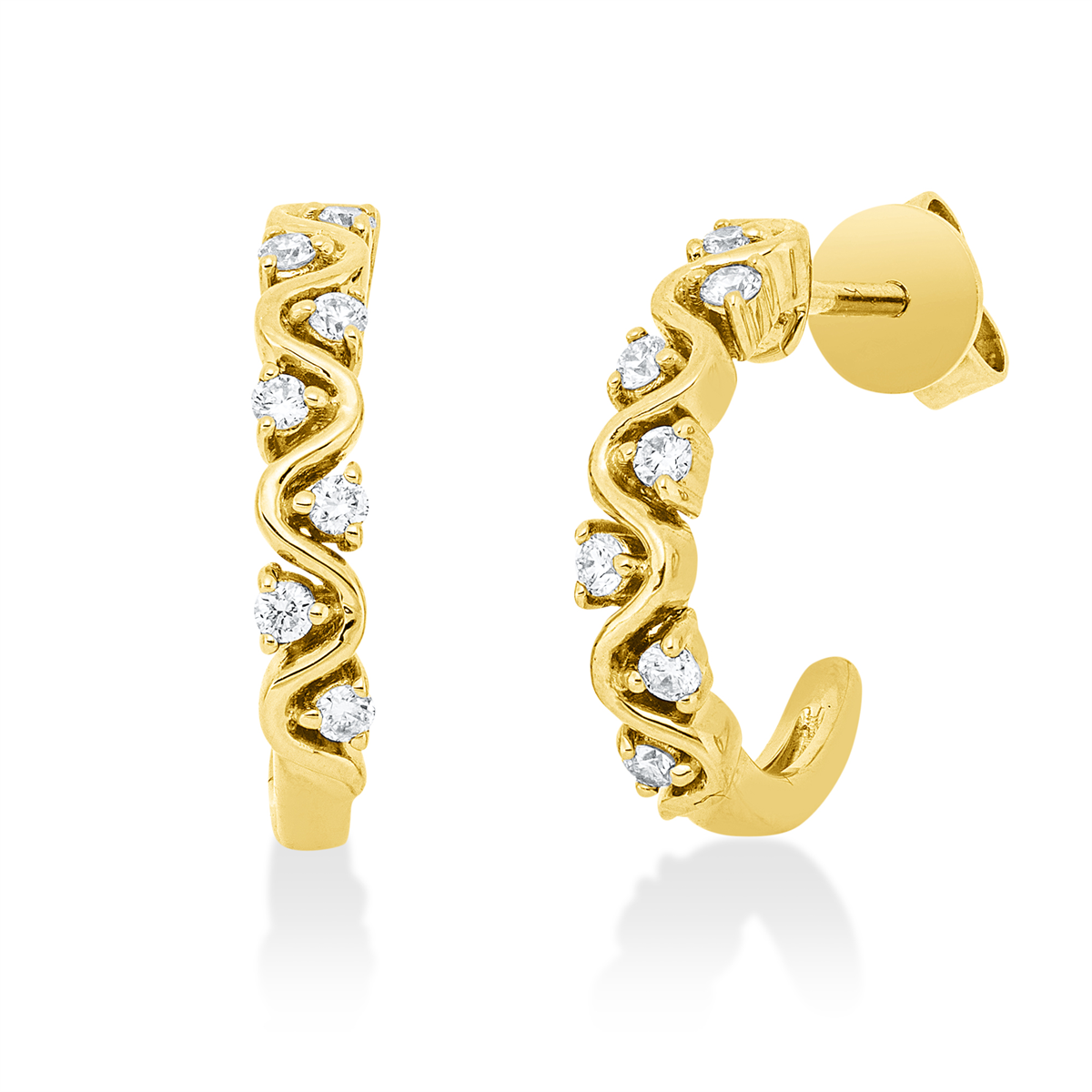 diamond full cut  modern woman studs in yellow gold