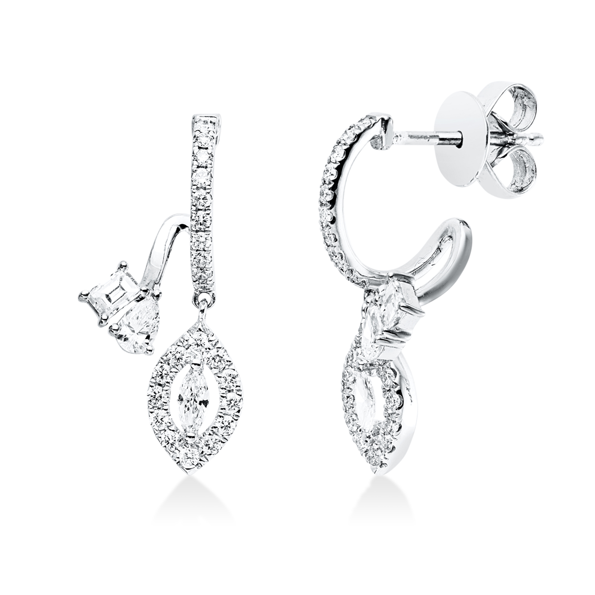 pear shape  modern woman studs in white gold