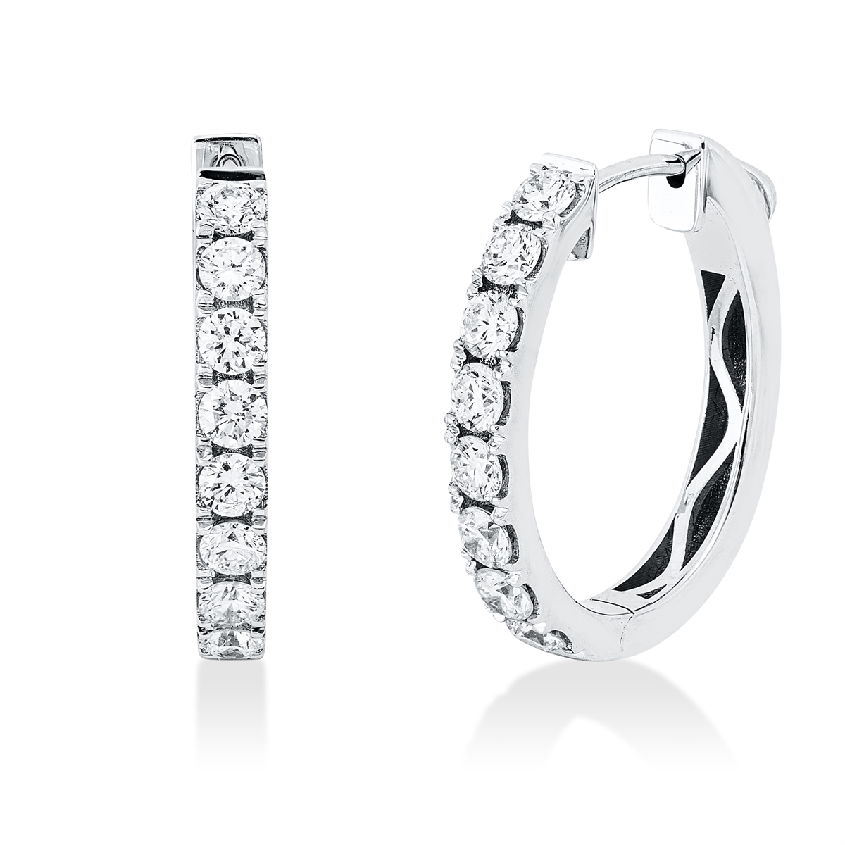 diamond full cut  multi-stone hoops & huggies in white gold