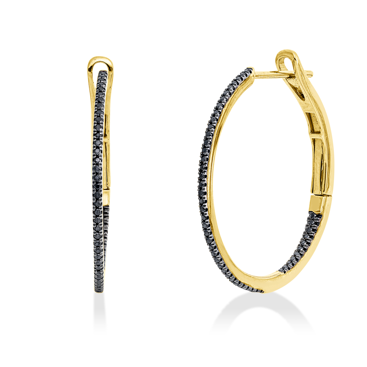 diamond full cut  fancy colored diamond hoops & huggies in yellow gold