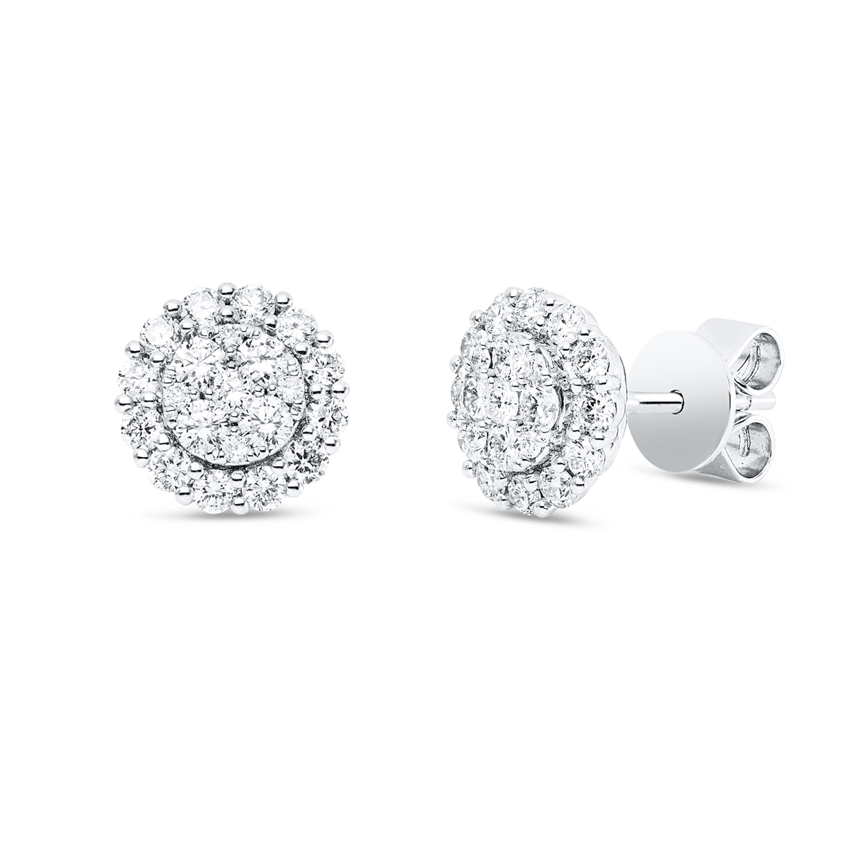 diamond full cut  illusion classic studs in white gold
