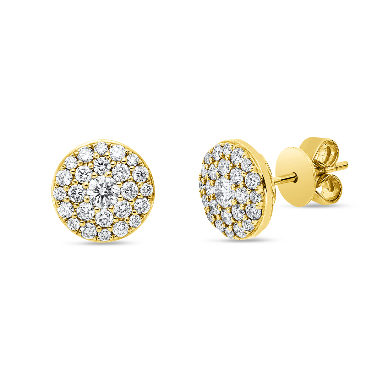 diamond full cut  illusion classic studs in yellow gold