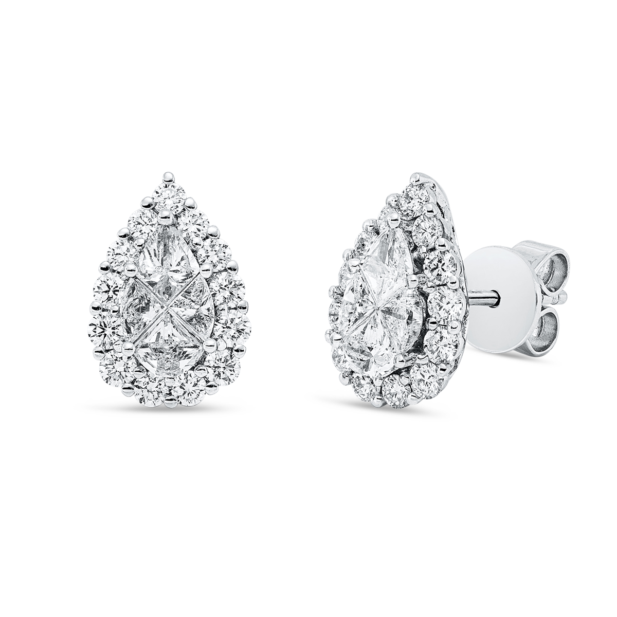 diamond full cut  illusion classic studs in white gold