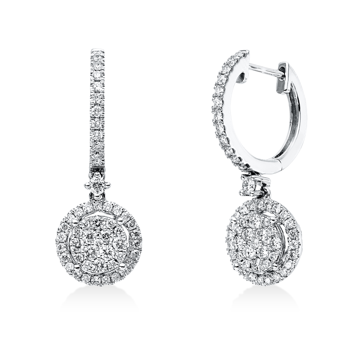 diamond full cut  illusion classic earrings in white gold
