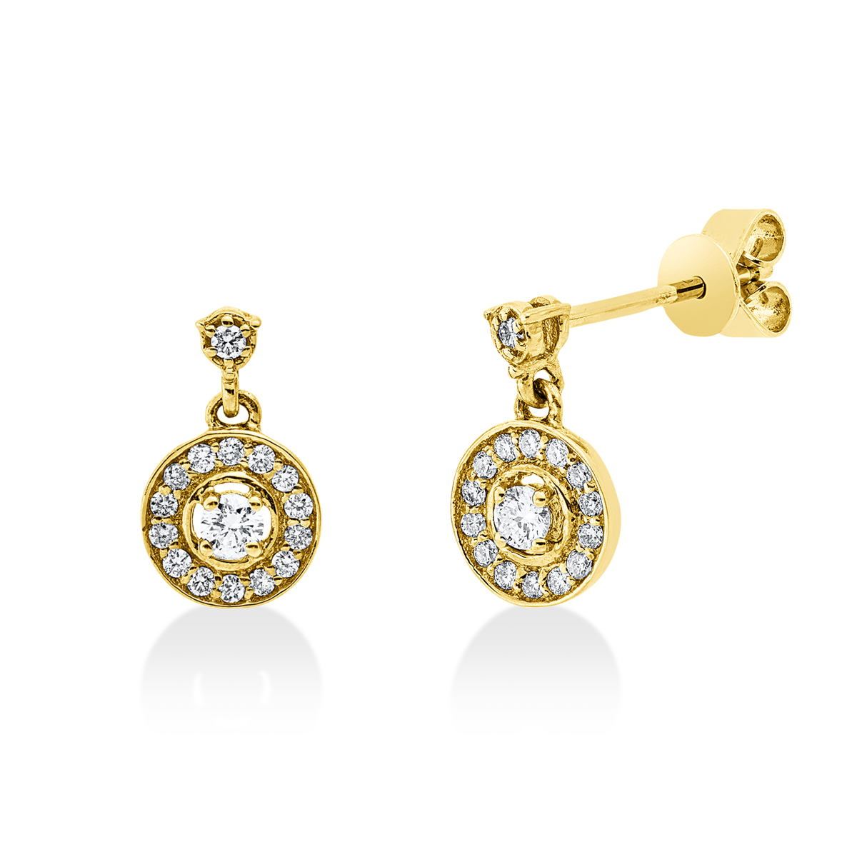 diamond full cut  illusion classic studs in yellow gold