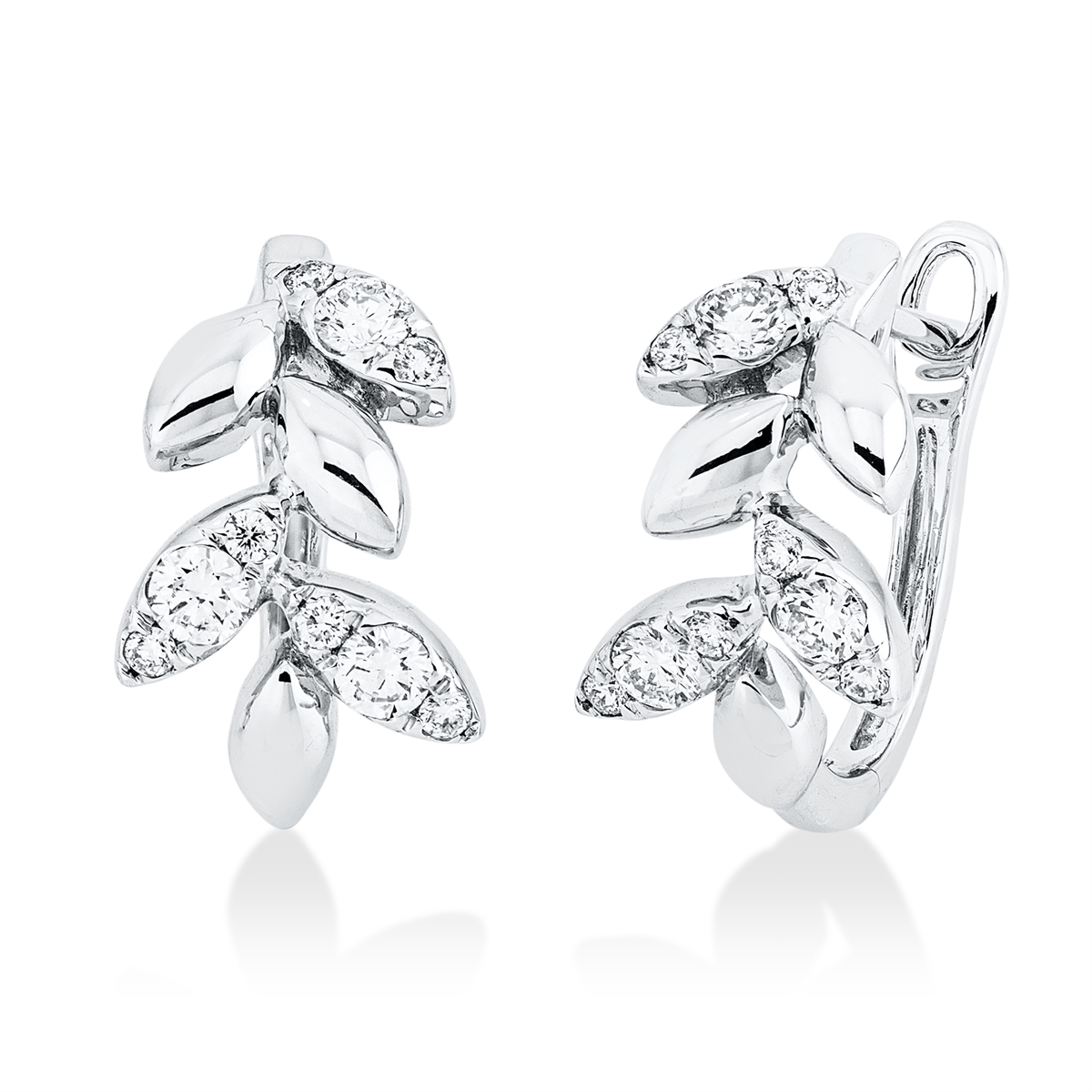 diamond full cut  modern woman hoops & huggies in white gold