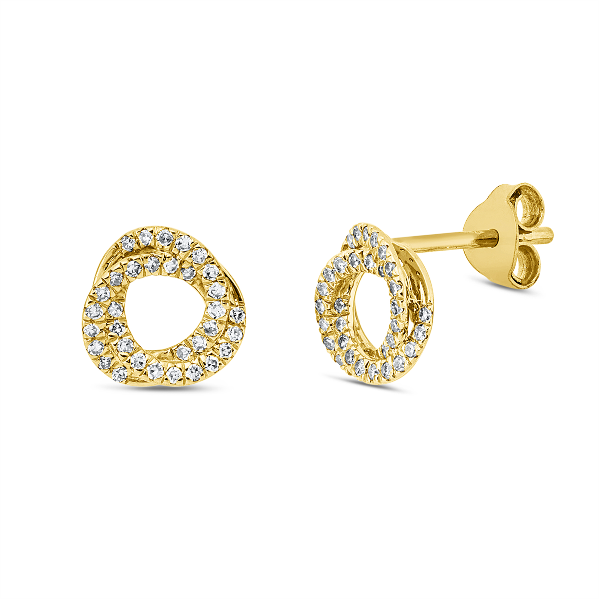 diamond single cut  modern woman studs in yellow gold