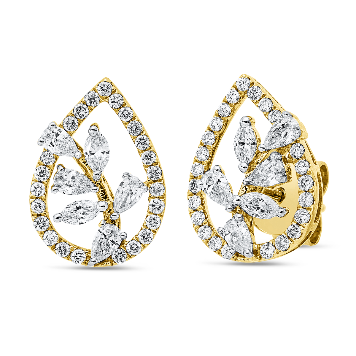 diamond full cut  modern woman studs in yellow gold / white gold