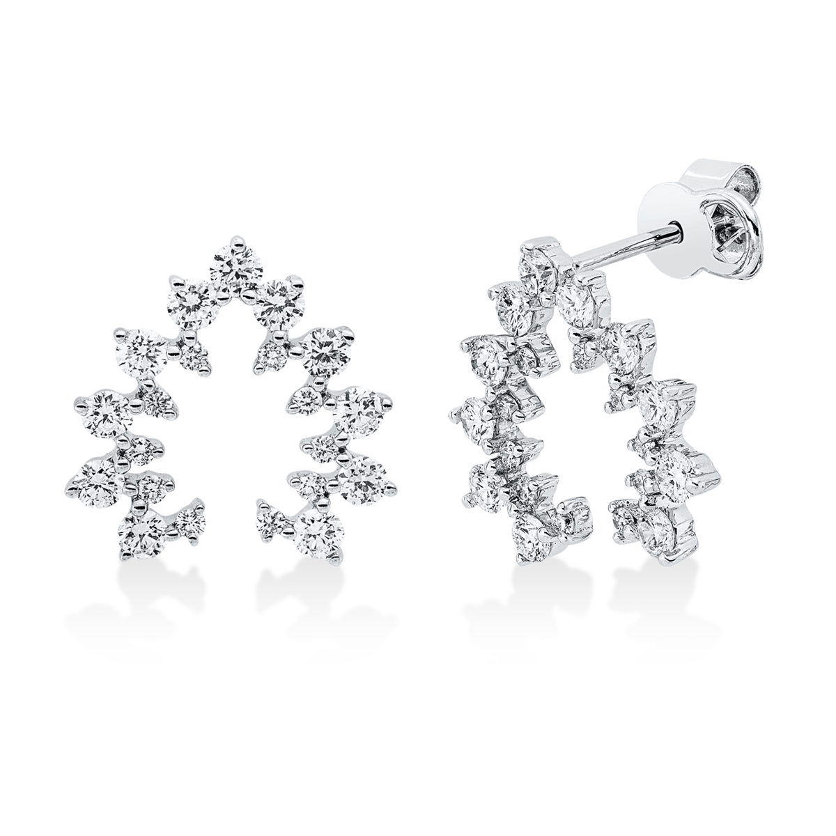 diamond full cut  modern woman studs in white gold