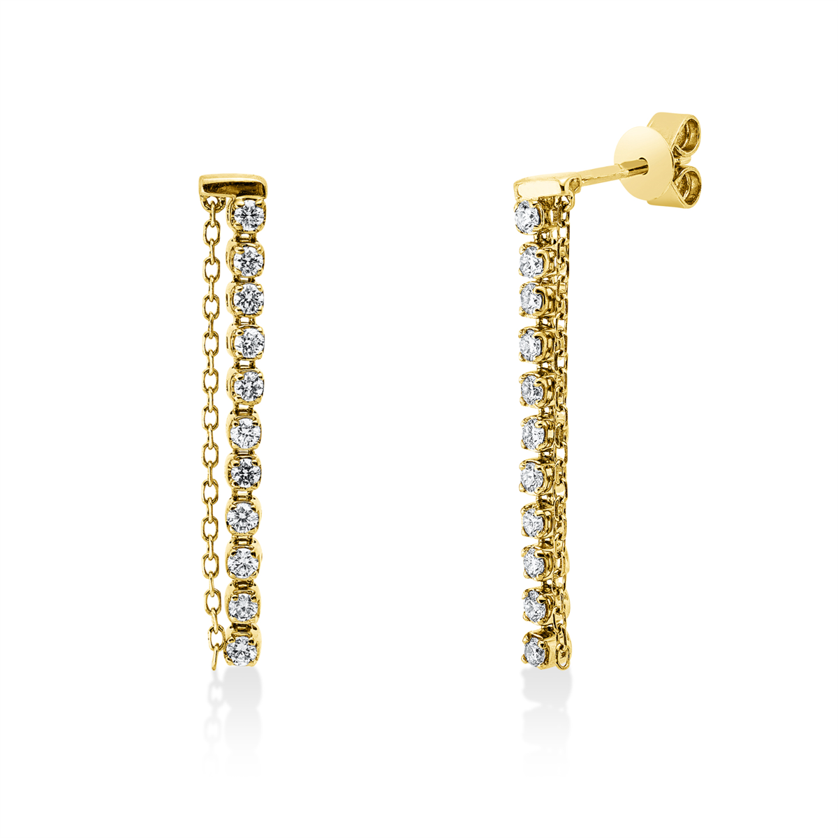 diamond full cut  modern woman earrings in yellow gold