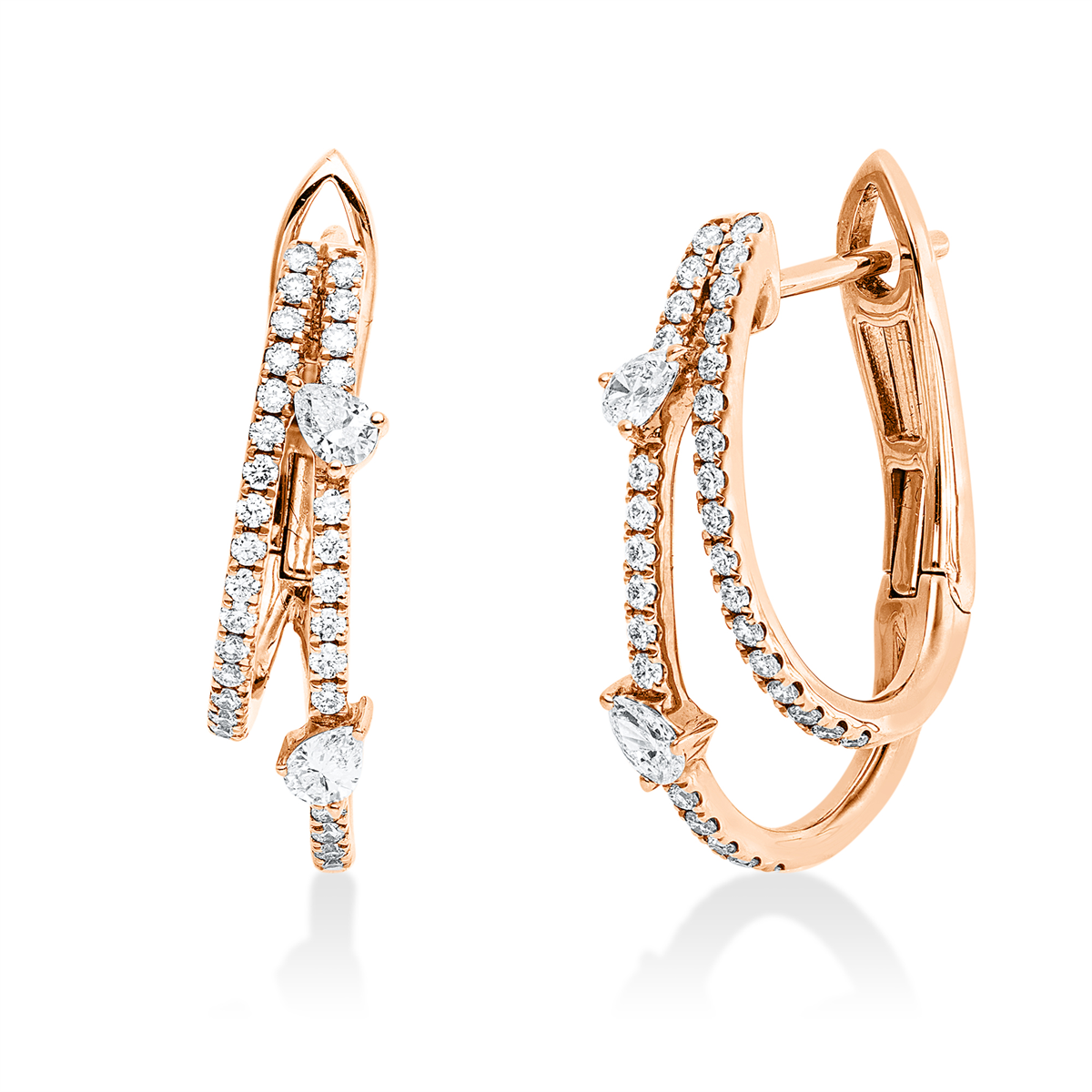 diamond full cut  multi-stone hoops & huggies in red gold