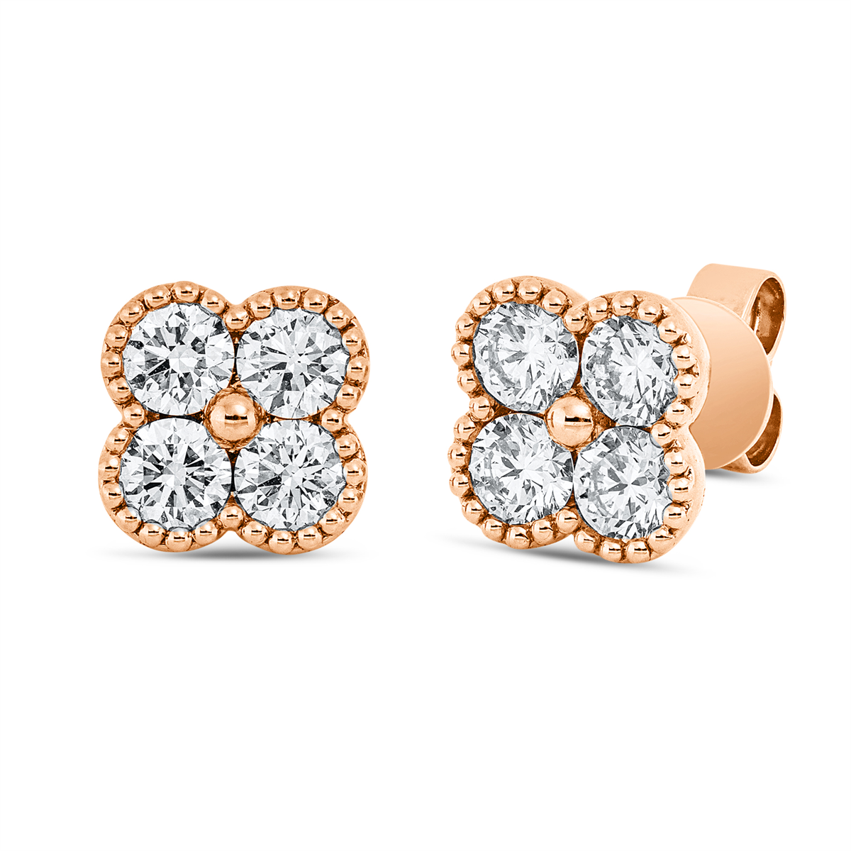 diamond full cut  illusion classic studs in red gold