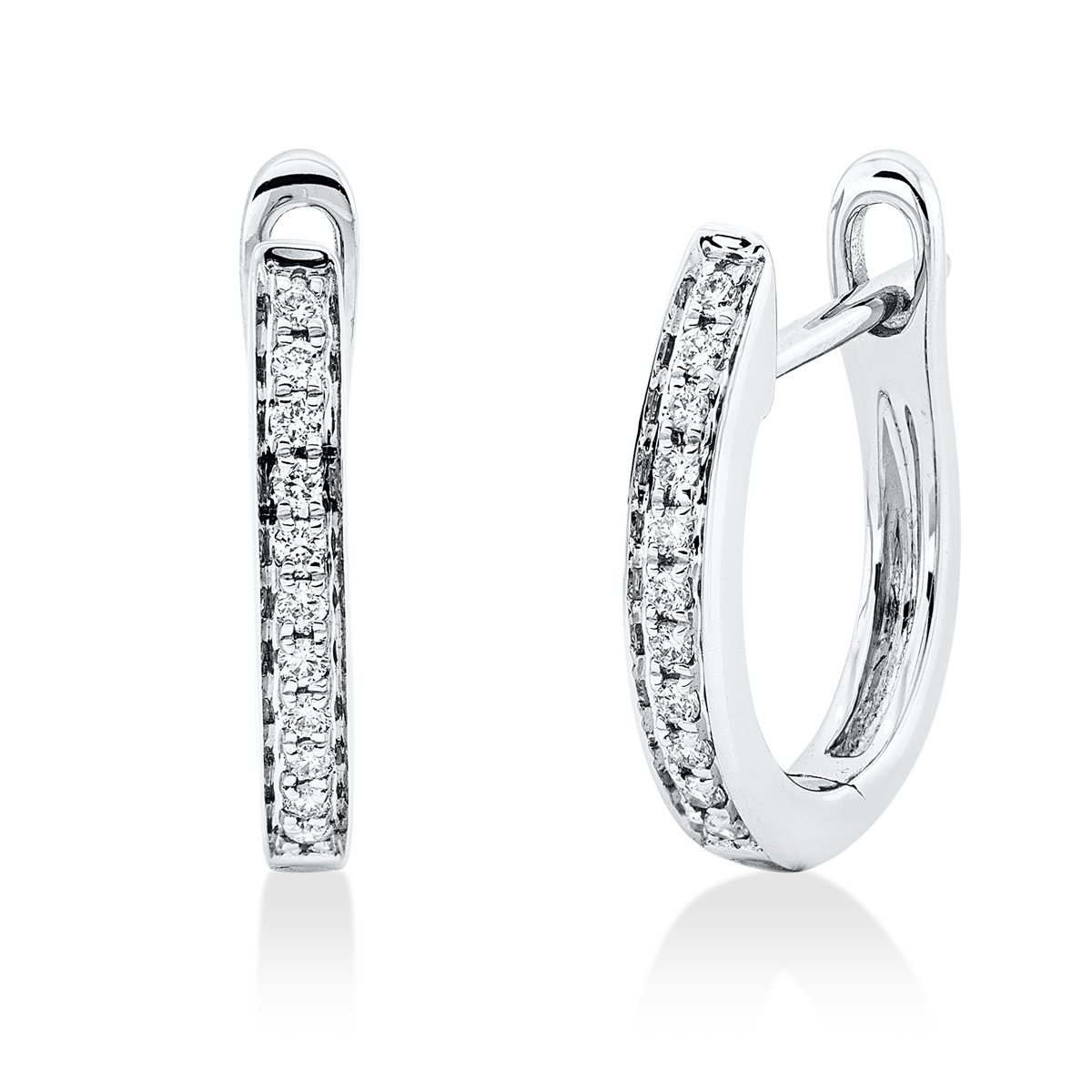 diamond full cut  modern woman hoops & huggies in white gold